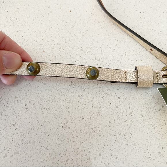 Eddie Bauer Women XL White thin Brass Studded Belt - Picture 4 of 7